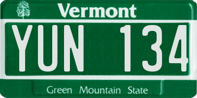 VT license plate YUN134
