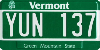 VT license plate YUN137