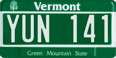 VT license plate YUN141