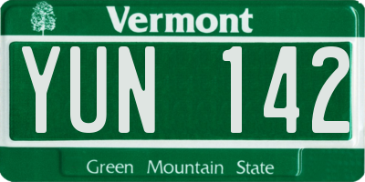 VT license plate YUN142