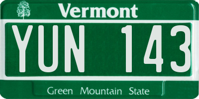 VT license plate YUN143