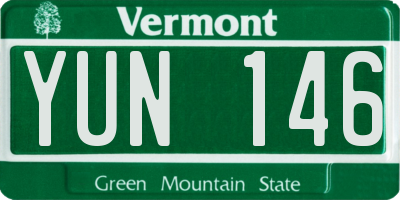 VT license plate YUN146