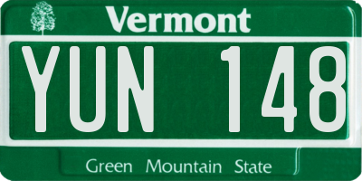 VT license plate YUN148