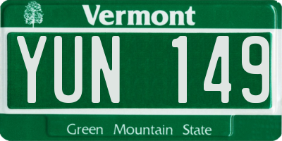 VT license plate YUN149