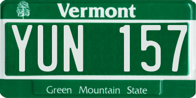 VT license plate YUN157