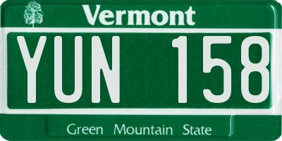 VT license plate YUN158