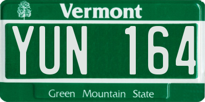 VT license plate YUN164