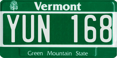 VT license plate YUN168
