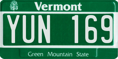VT license plate YUN169