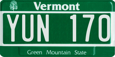 VT license plate YUN170