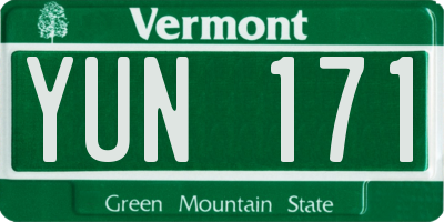 VT license plate YUN171