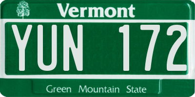 VT license plate YUN172