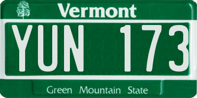 VT license plate YUN173