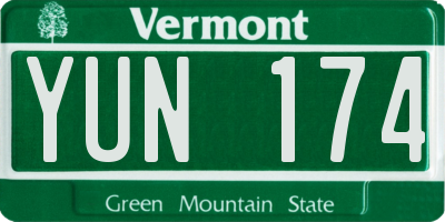 VT license plate YUN174