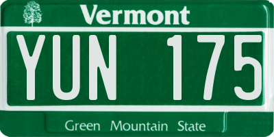 VT license plate YUN175