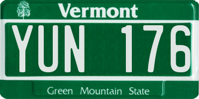 VT license plate YUN176