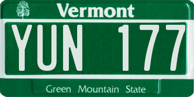 VT license plate YUN177