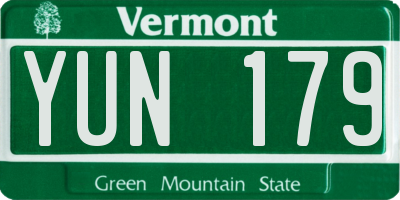 VT license plate YUN179