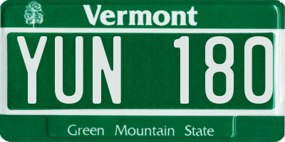 VT license plate YUN180