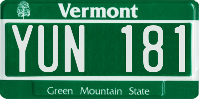 VT license plate YUN181