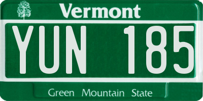 VT license plate YUN185