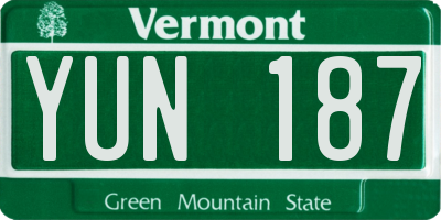 VT license plate YUN187