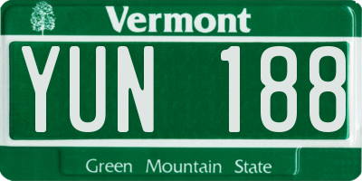 VT license plate YUN188