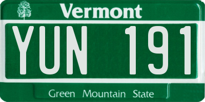 VT license plate YUN191