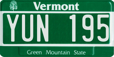 VT license plate YUN195