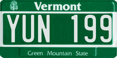 VT license plate YUN199