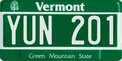 VT license plate YUN201