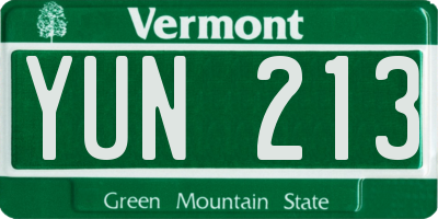 VT license plate YUN213