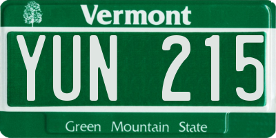 VT license plate YUN215