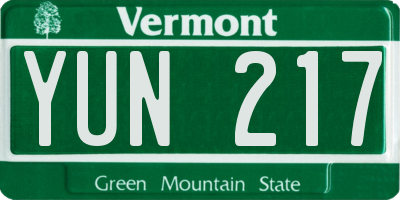 VT license plate YUN217