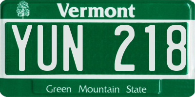 VT license plate YUN218