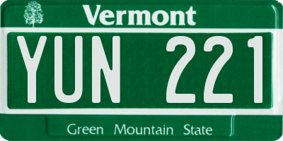 VT license plate YUN221