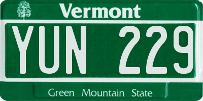 VT license plate YUN229
