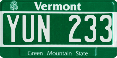 VT license plate YUN233