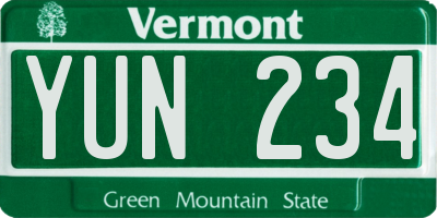 VT license plate YUN234