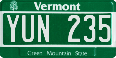 VT license plate YUN235