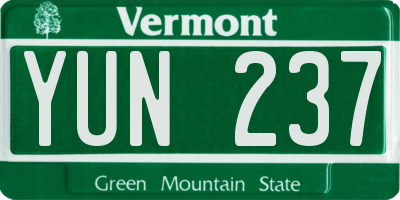 VT license plate YUN237