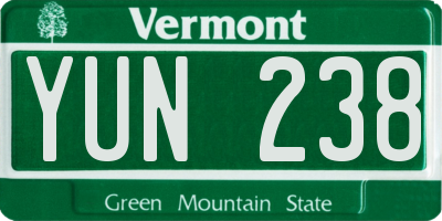 VT license plate YUN238