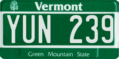VT license plate YUN239