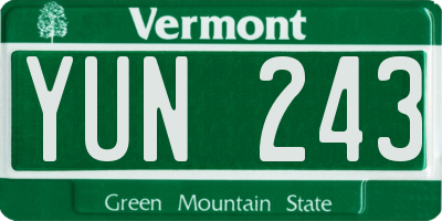 VT license plate YUN243