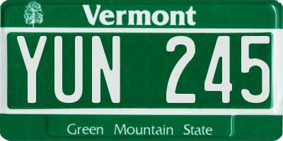 VT license plate YUN245