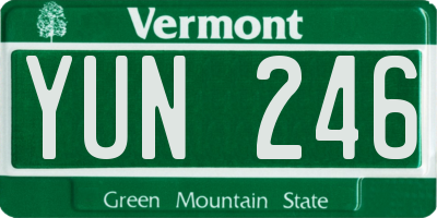VT license plate YUN246
