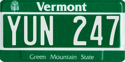 VT license plate YUN247