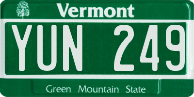 VT license plate YUN249