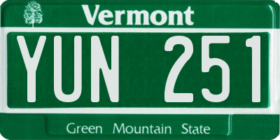 VT license plate YUN251