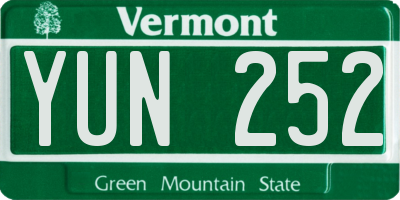VT license plate YUN252